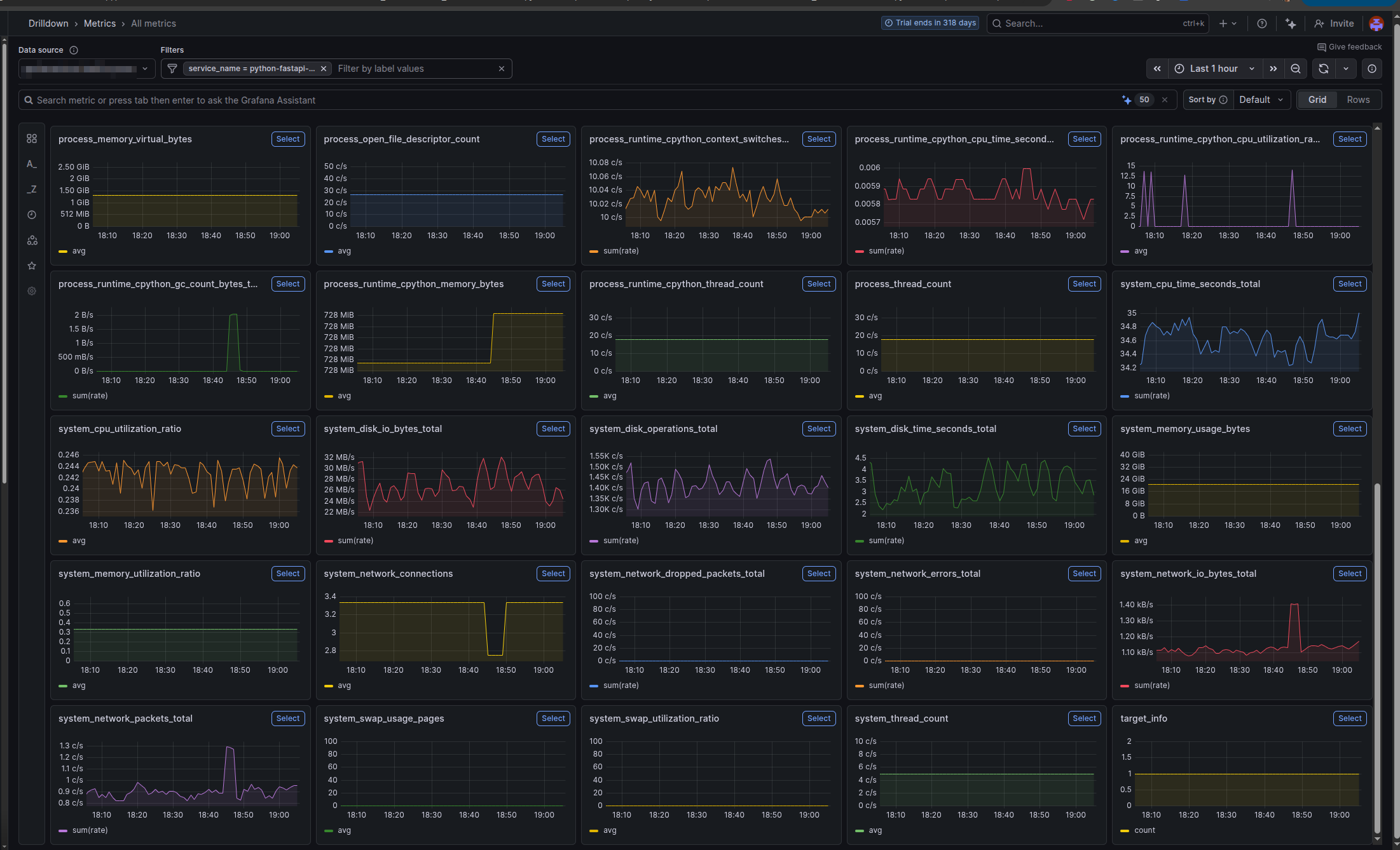 metrics view at grafana